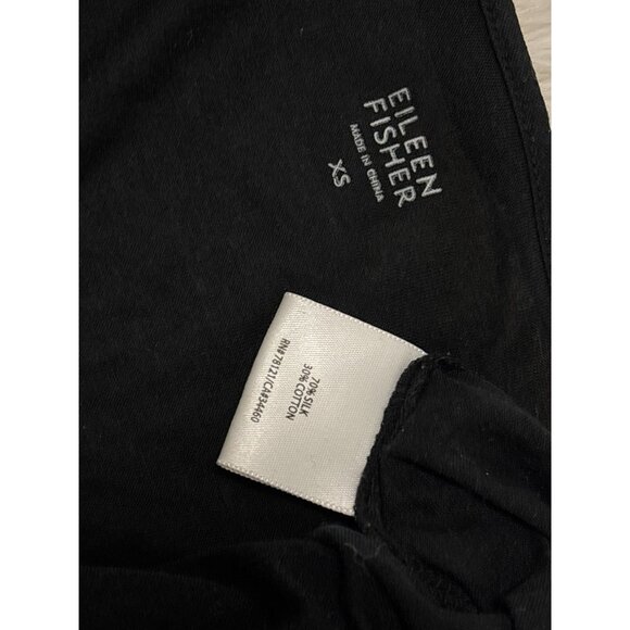Eileen Fisher Women's Silk Cotton Blend Half Sleeve Black Top Size XS casual - Picture 3 of 3